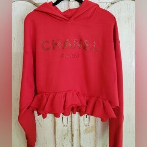 Super Cute Chanel Vibes Red Hoodie & Jewelry Trinket Ceramic Tray Set